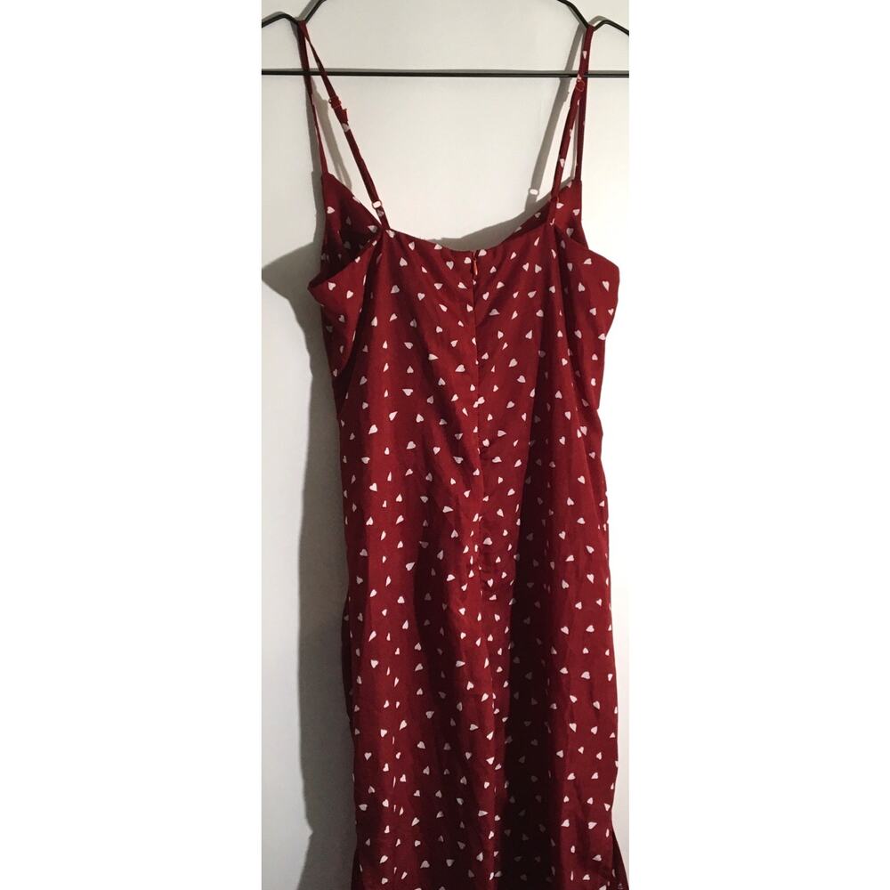 Nasty Gal Slip Dress Women's Sz 6 Red & White Hearts Strappy Draped Neck Light - Picture 6 of 8